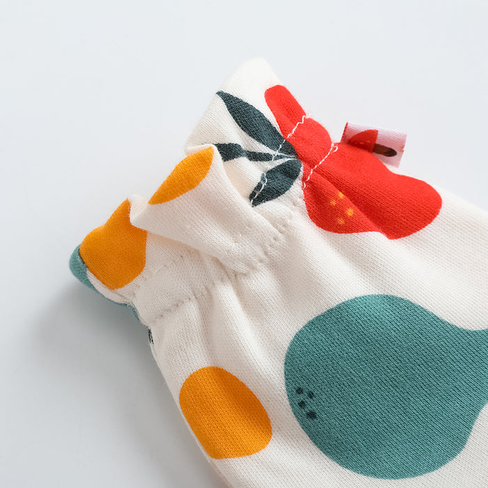 Vauva FW23 - 嬰兒男女通用水果印花棉質手套（白色）