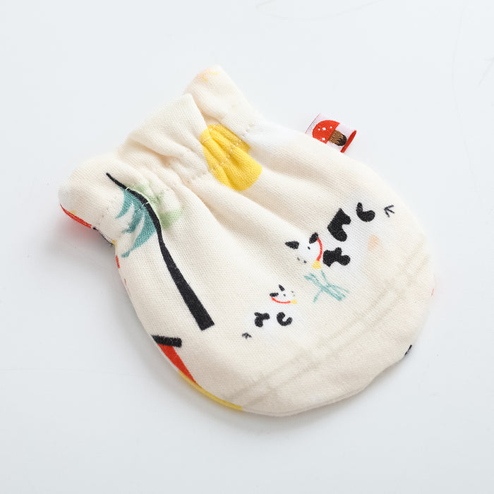 Vauva FW23 - Baby Unisex Nordic Style All Over Print Cotton Mittens (White) - My Little Korner