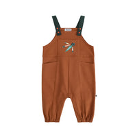 Vauva FW23 - Baby Boys Carrot Embroidery Cotton Dungarees (Brown) product image front