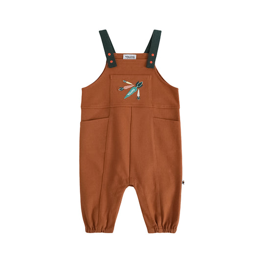 VAUVA Vauva FW23 - Baby Boys Carrot Embroidery Cotton Dungarees (Brown) Dungarees