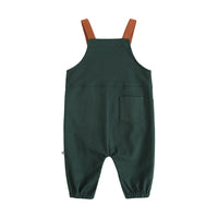 Vauva FW23 - Baby Boys Carrot Embroidery Cotton Dungarees (Green) product image back