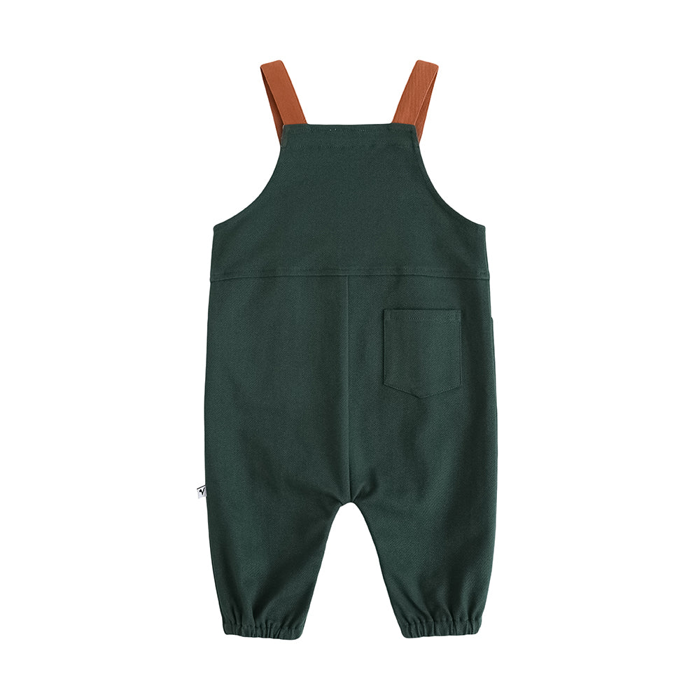 VAUVA Vauva FW23 - Baby Boys Carrot Embroidery Cotton Dungarees (Green) Dungarees