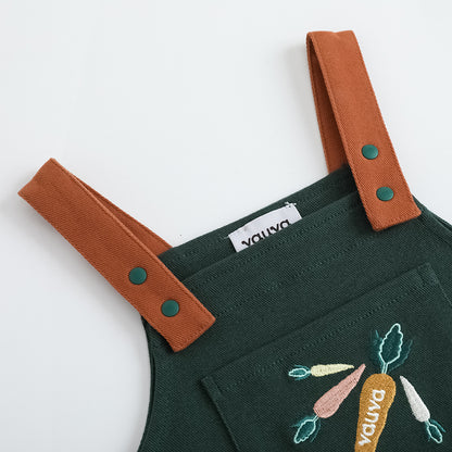 VAUVA Vauva FW23 - Baby Boys Carrot Embroidery Cotton Dungarees (Green) Dungarees