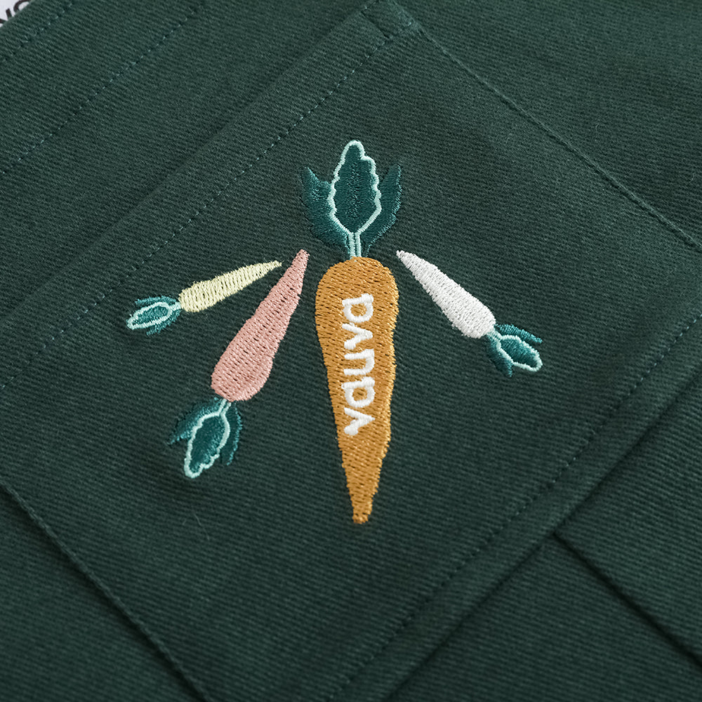 Vauva FW23 - Baby Boys Carrot Embroidery Cotton Dungarees (Green)