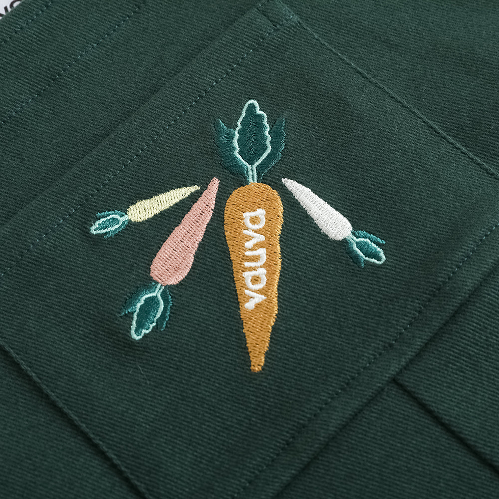 VAUVA Vauva FW23 - Baby Boys Carrot Embroidery Cotton Dungarees (Green) Dungarees