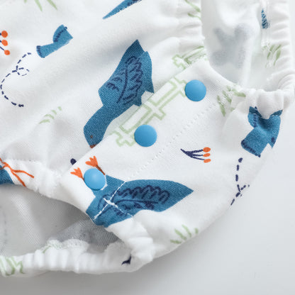 VAUVA Vauva FW23 - Baby Boy White Goose All Over Print Cotton Long Sleeve Bodysuit (White) Bodysuit