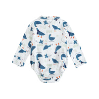 Vauva FW23 - Baby Boy White Goose All Over Print Cotton Long Sleeve Bodysuit (White) product image back