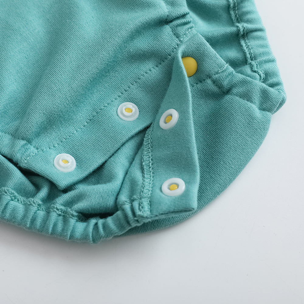 Vauva FW23 - Baby Boy Carrot Pattern Cotton Polo Long Sleeve Bodysuit (Green) - My Little Korner