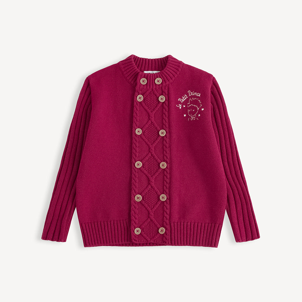 Embroidered Stand-up Collar Cardigan