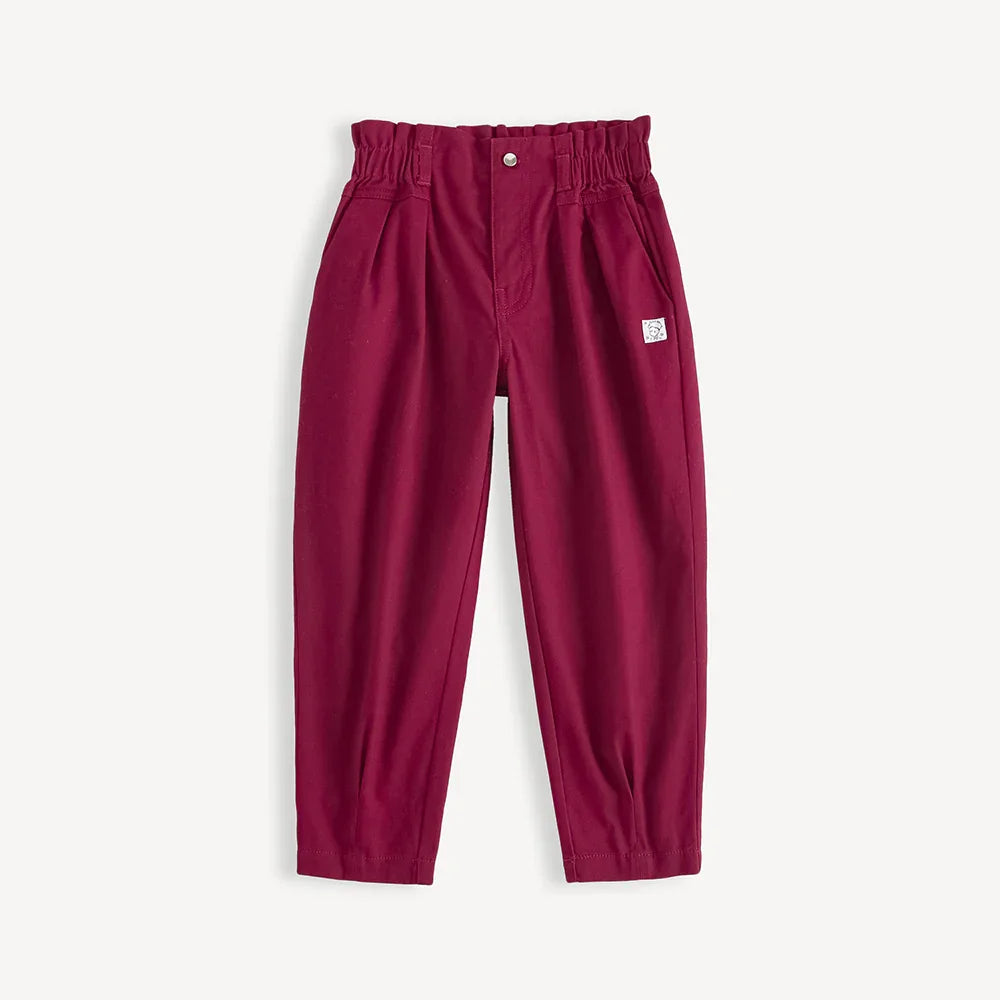 Girls Embroidered Barrel‑Leg Trousers