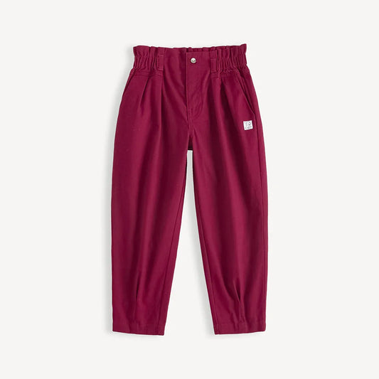 Girls Embroidered Barrel‑Leg Trousers