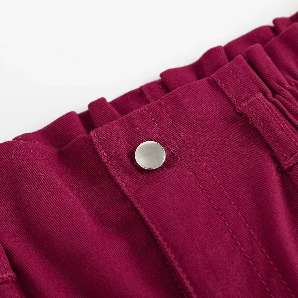 Girls Embroidered Barrel‑Leg Trousers