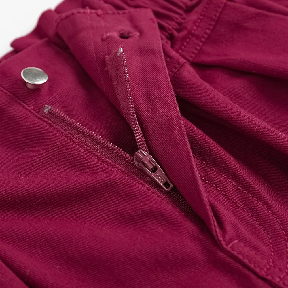 Girls Embroidered Barrel‑Leg Trousers