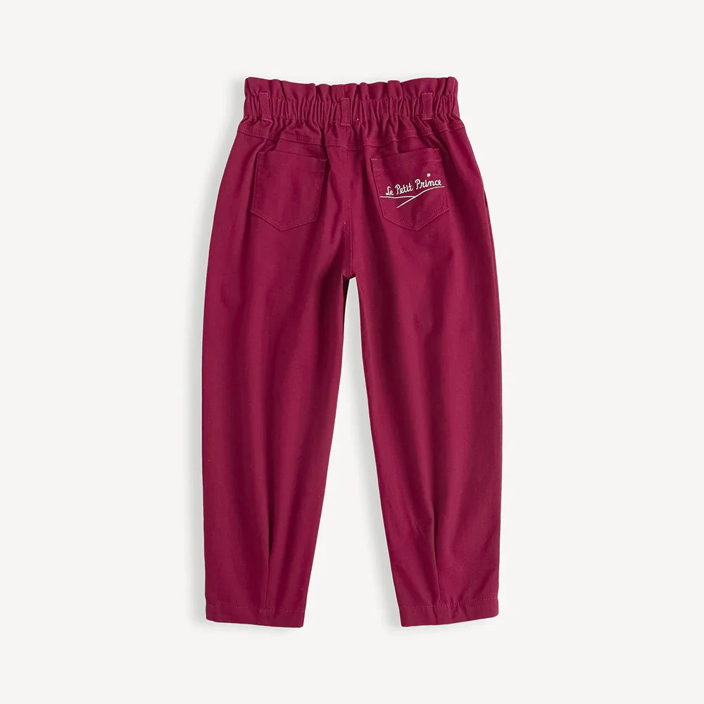 Girls Embroidered Barrel‑Leg Trousers