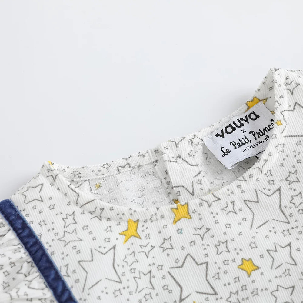 Girls Star‑Print Ruffle Blouse