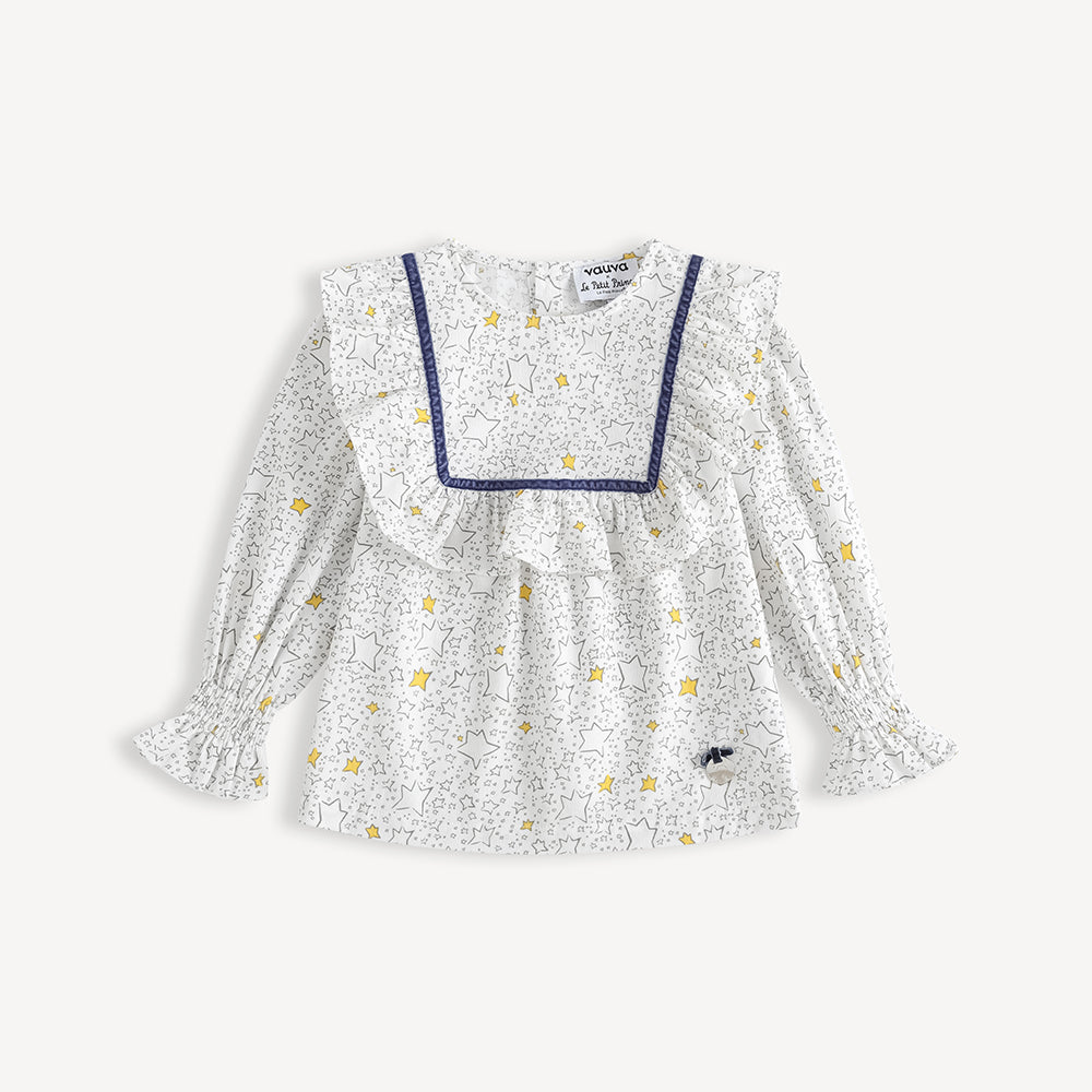 Star-print Ruffle Blouse