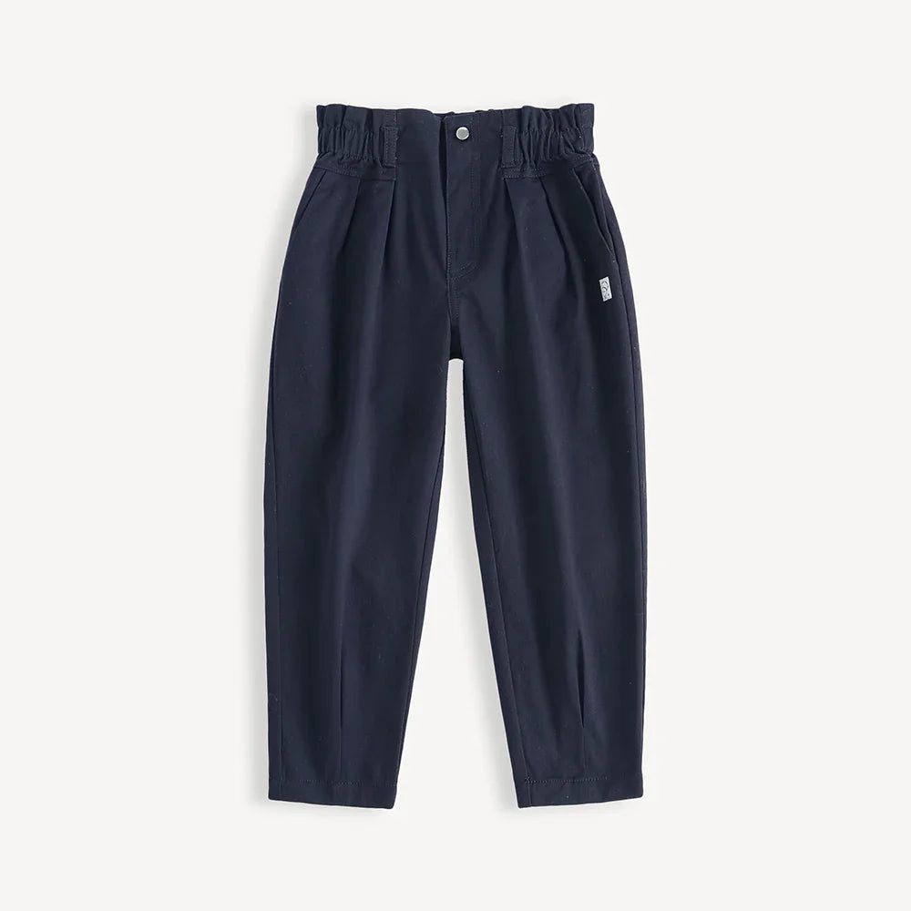 Girls Embroidered Barrel‑Leg Trousers