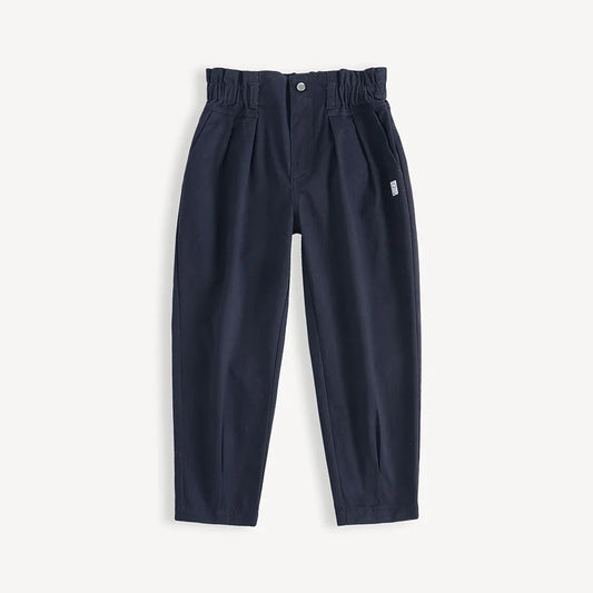 Girls Embroidered Barrel‑Leg Trousers