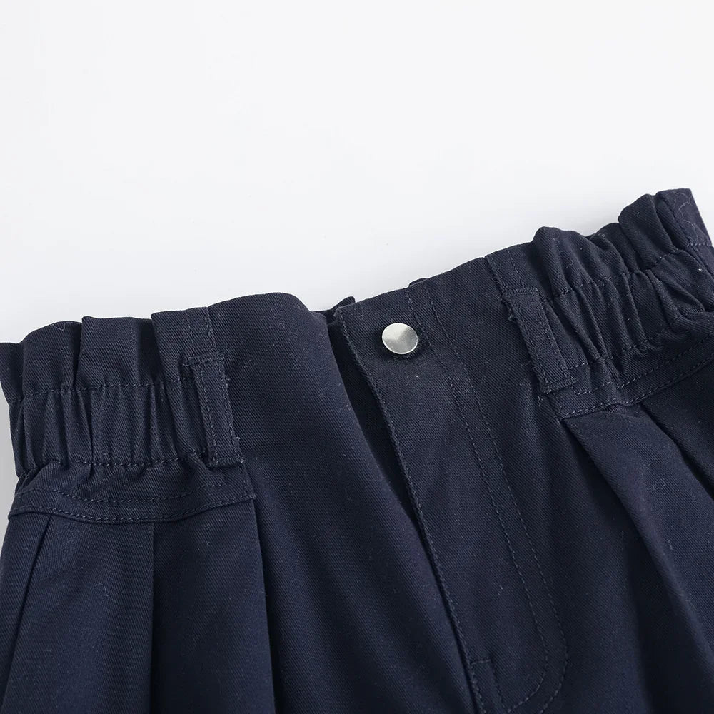 Girls Embroidered Barrel‑Leg Trousers
