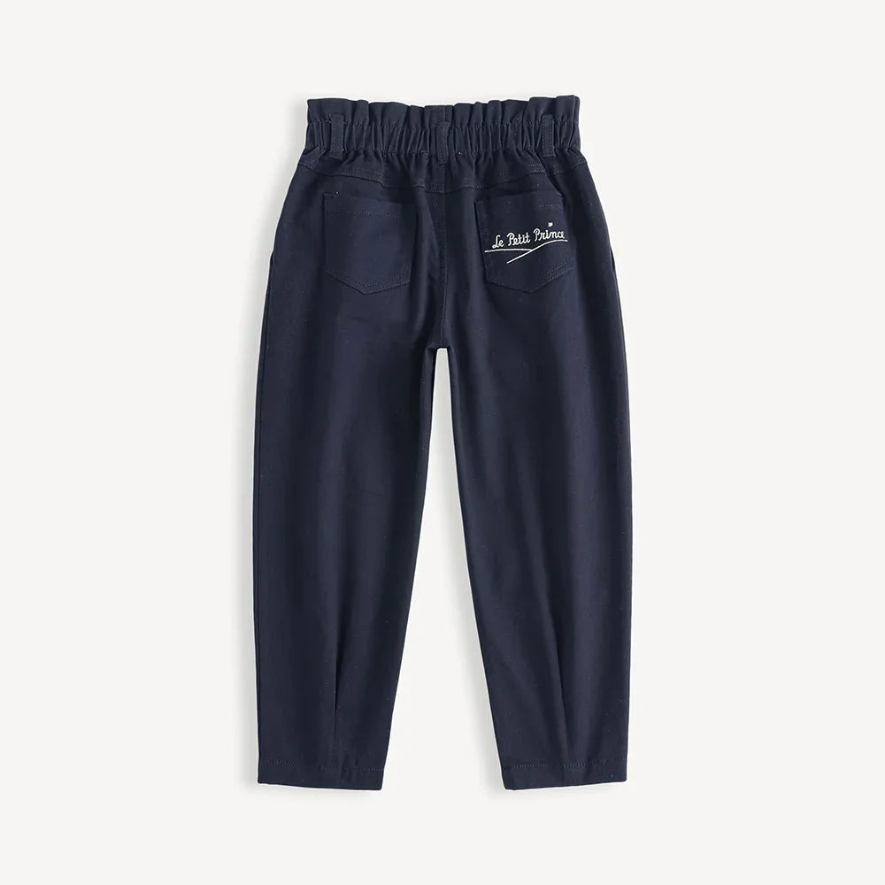 Girls Embroidered Barrel‑Leg Trousers