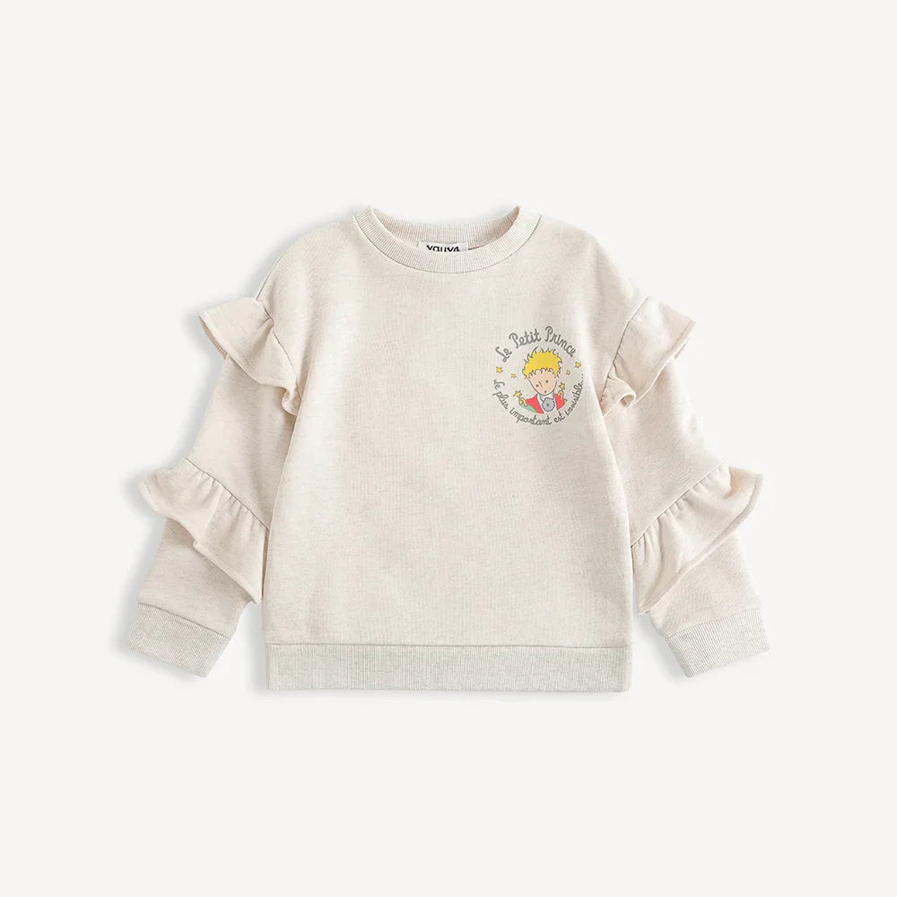 Girls Ruffle Sleeve Graphic Sweatshirt