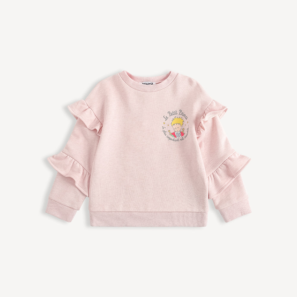 Girls Ruffle Sleeve Graphic Sweatshirt