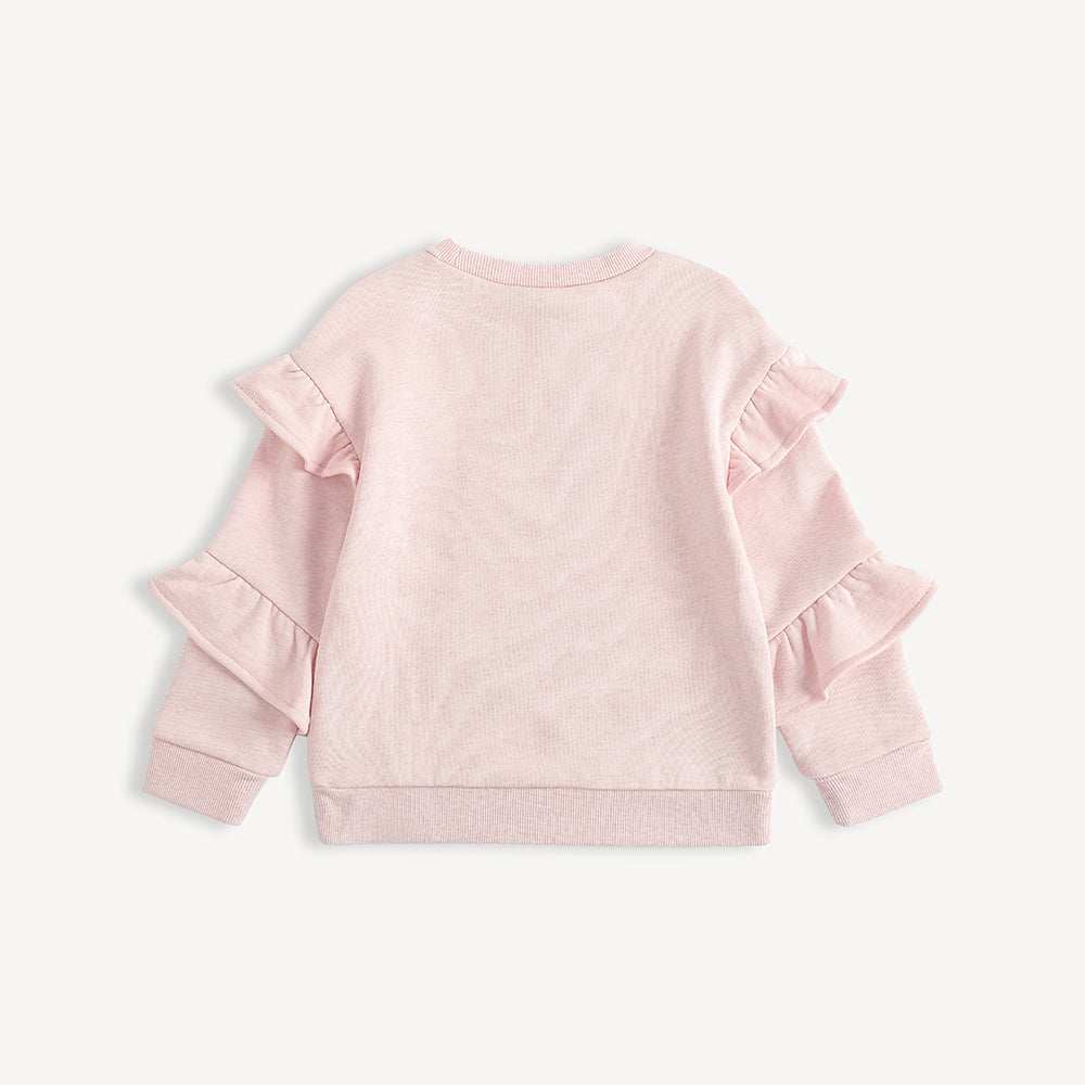 Girls Ruffle Sleeve Graphic Sweatshirt