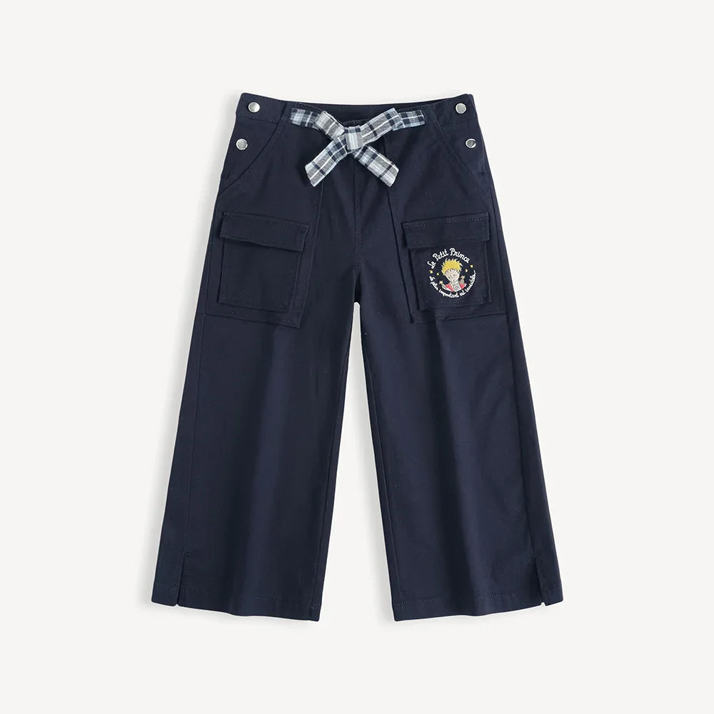 Girls Embroidered Wide‑Leg Trousers