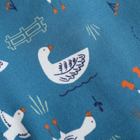 Vauva FW23 - Baby Boy White Goose All Over Prinon Long Sleeve Bodysuit (Blue) - My Little Korner