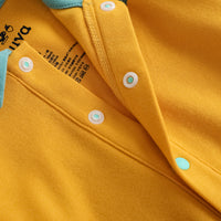Vauva FW23 - Baby Boy Carrot Pattern Cotton Polo Long Sleeve Bodysuit (Yellow) - My Little Korner