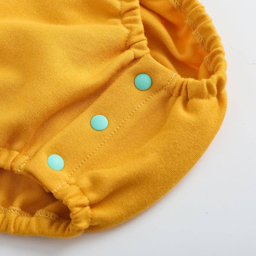 VAUVA Vauva FW23 - Baby Boy Carrot Pattern Cotton Polo Long Sleeve Bodysuit (Yellow) Bodysuit