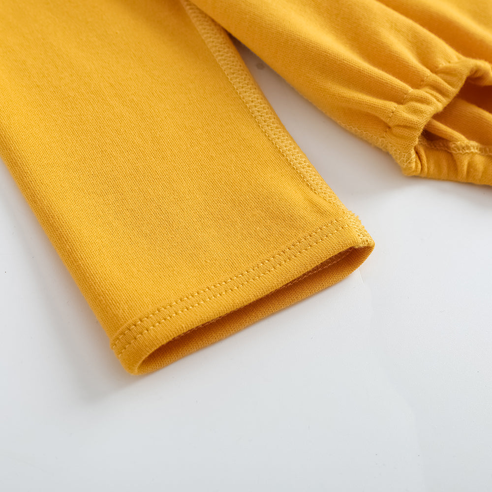 VAUVA Vauva FW23 - Baby Boy Carrot Pattern Cotton Polo Long Sleeve Bodysuit (Yellow) Bodysuit