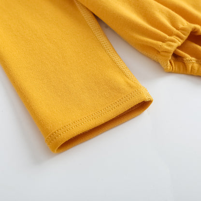 VAUVA Vauva FW23 - Baby Boy Carrot Pattern Cotton Polo Long Sleeve Bodysuit (Yellow) Bodysuit