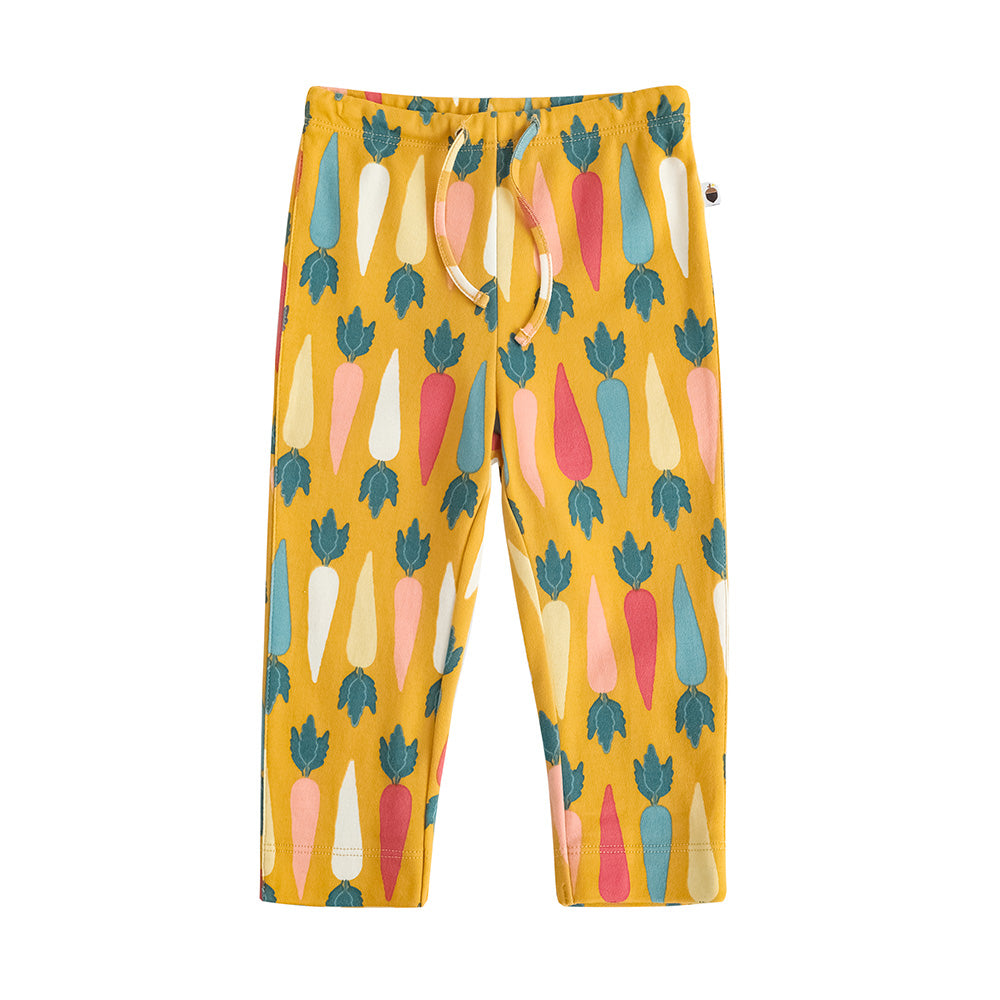 Vauva FW23 - Baby Boy Carrot All Over Print Cotton Pants (Yellow) product image front