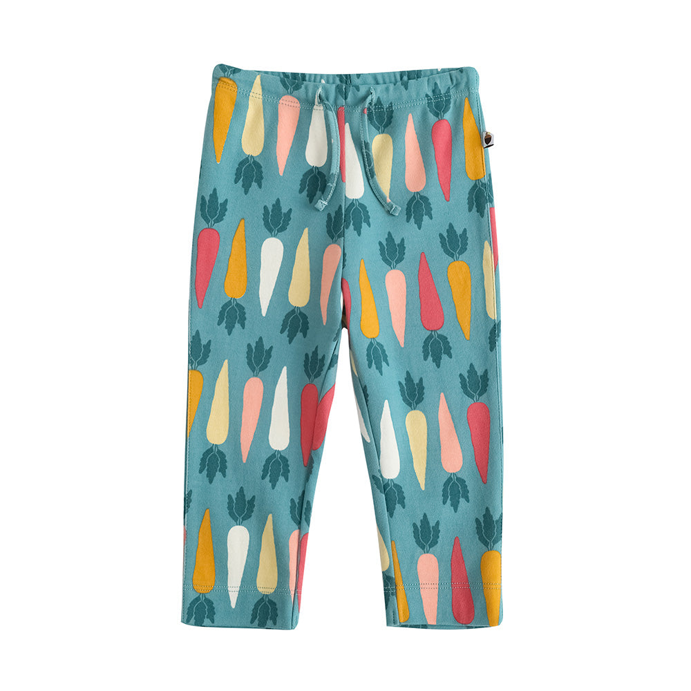 Vauva FW23 - Baby Boy Carrot All Over Print Cotton Pants (Green)