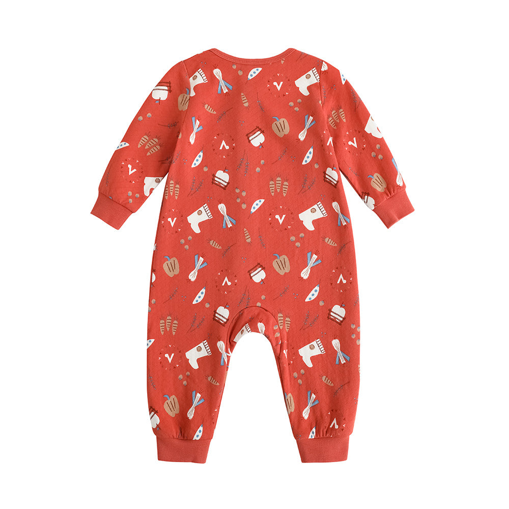 VAUVA Vauva FW23 - Baby Girls Nordic Style Cotton Romper (Red) Romper