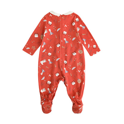 VAUVA Vauva FW23 - Baby Girl Nordic Style Cotton Long Sleeve Romper (Red) Romper