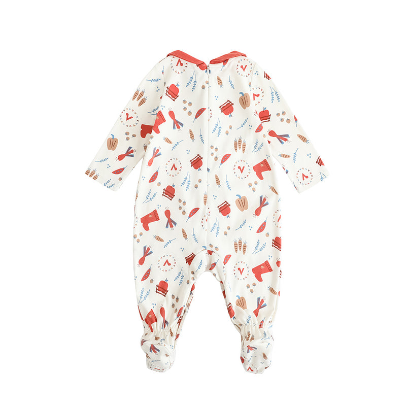 Vauva FW23 - Baby Girl Nordic Style Cotton Long Sleeve Romper (White) - My Little Korner