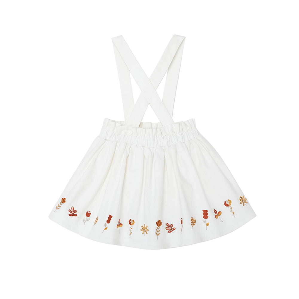 VAUVA Vauva FW23 - Girls Embroidered White Vest Suspender Skirt Skirt