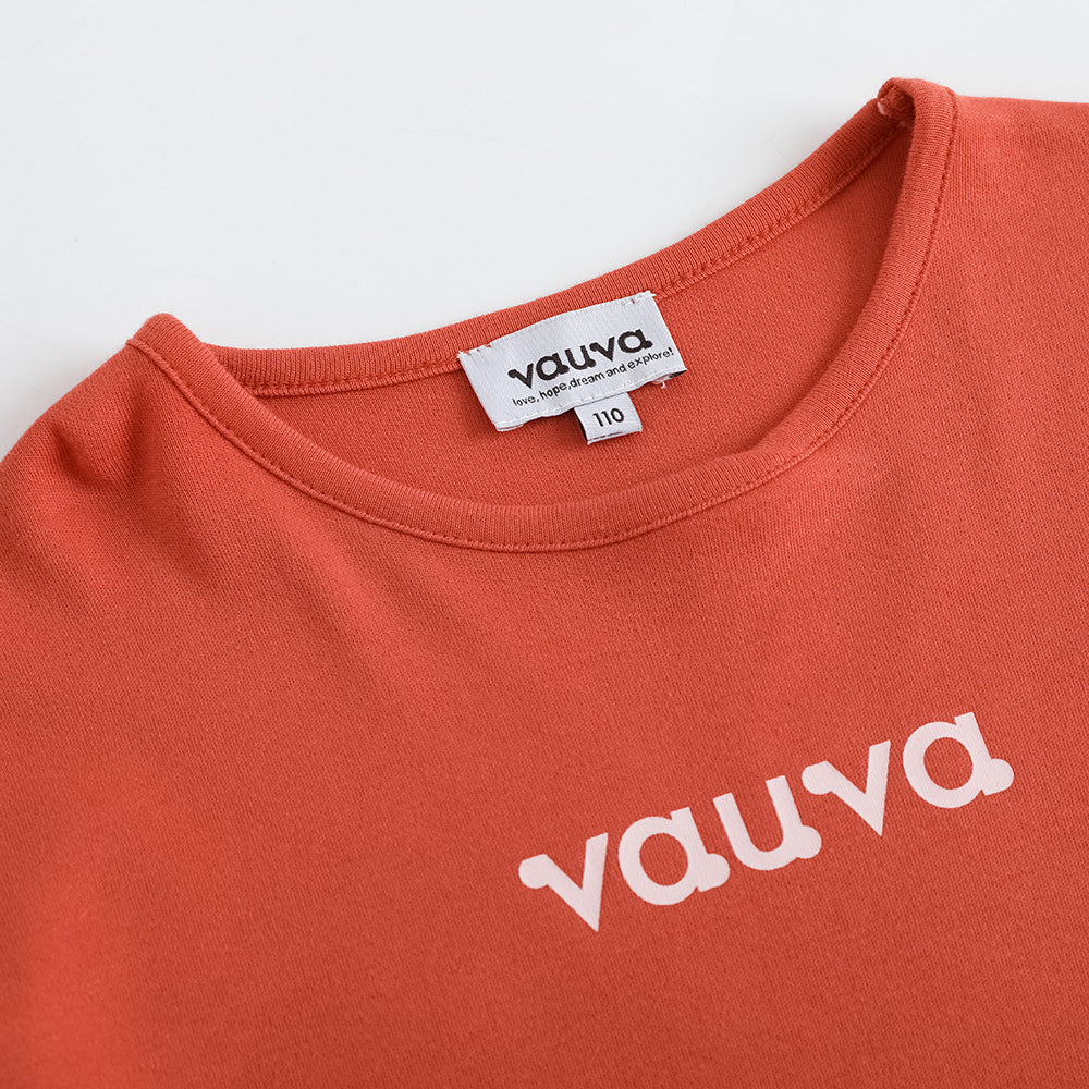 VAUVA Vauva FW23 - Girls Cotton Long Sleeve Crewneck T-Shirt (Red)