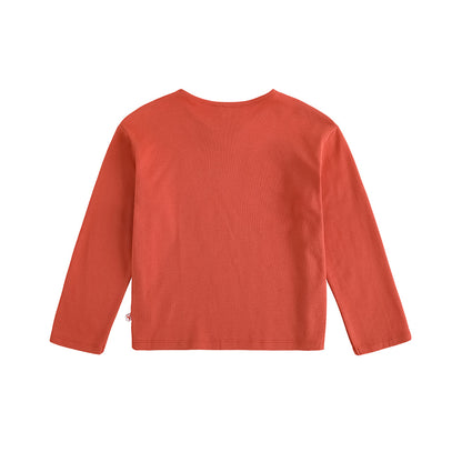 VAUVA Vauva FW23 - Girls Cotton Long Sleeve Crewneck T-Shirt (Red)