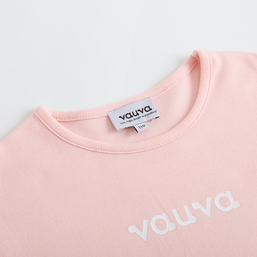 VAUVA Vauva FW23 - Girls Cotton Long Sleeve Crewneck T-Shirt (Pink)