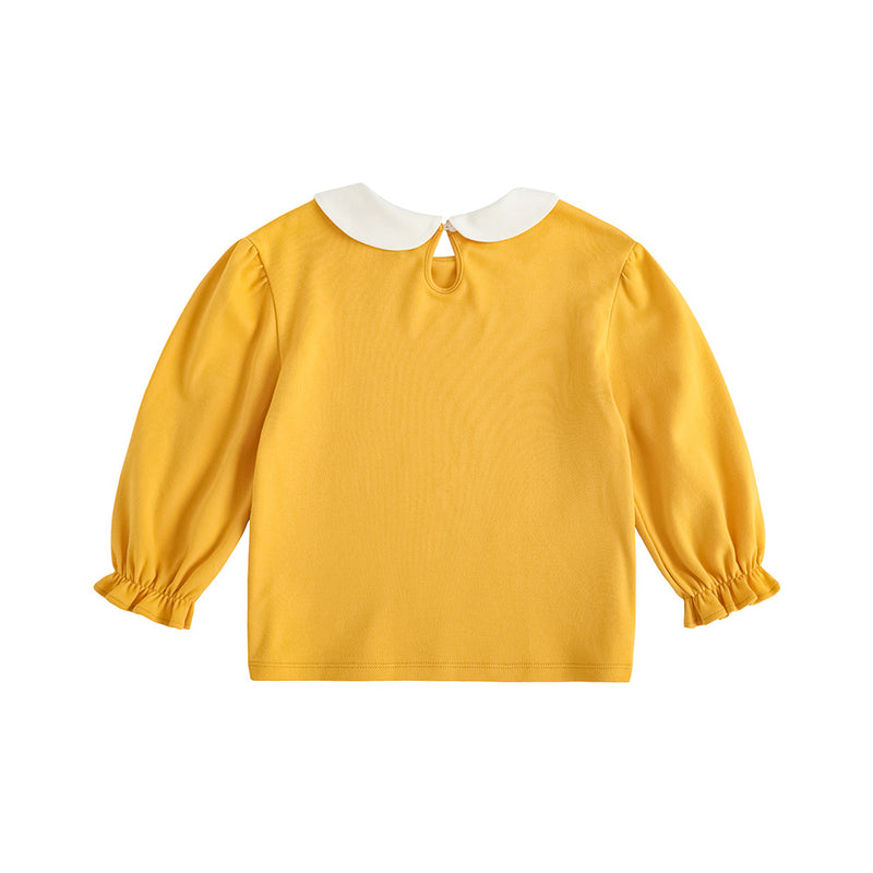 Vauva FW23 - Girls Floral Pattern Cotton Tops (Yellow) product image back