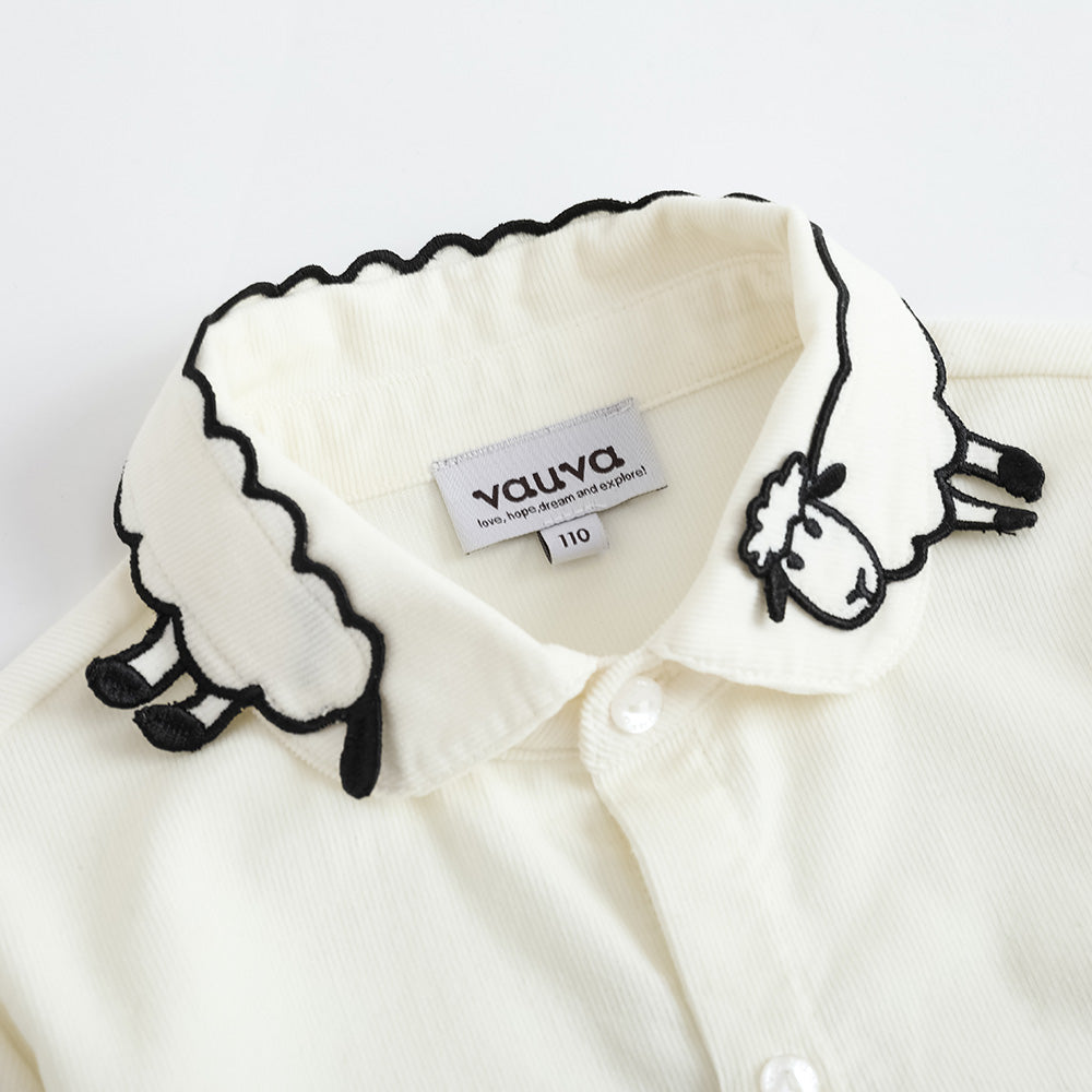 Vauva FW23 - Girls Embroidered Collar Long Sleeve Shirt (White) product image front zoom in