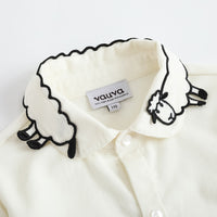Vauva FW23 - Girls Embroidered Collar Long Sleeve Shirt (White)