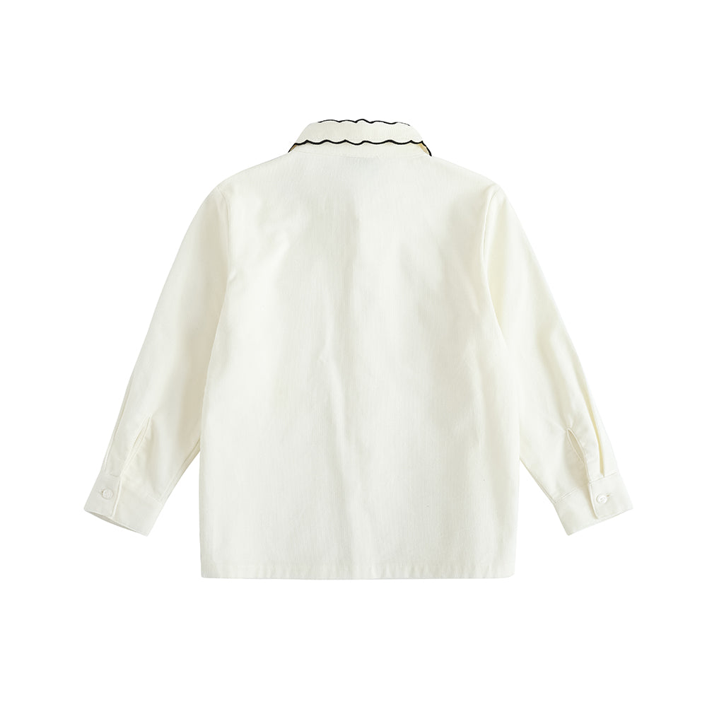 VAUVA Vauva FW23 - Girls Embroidered Collar Long Sleeve Shirt (White) Shirt