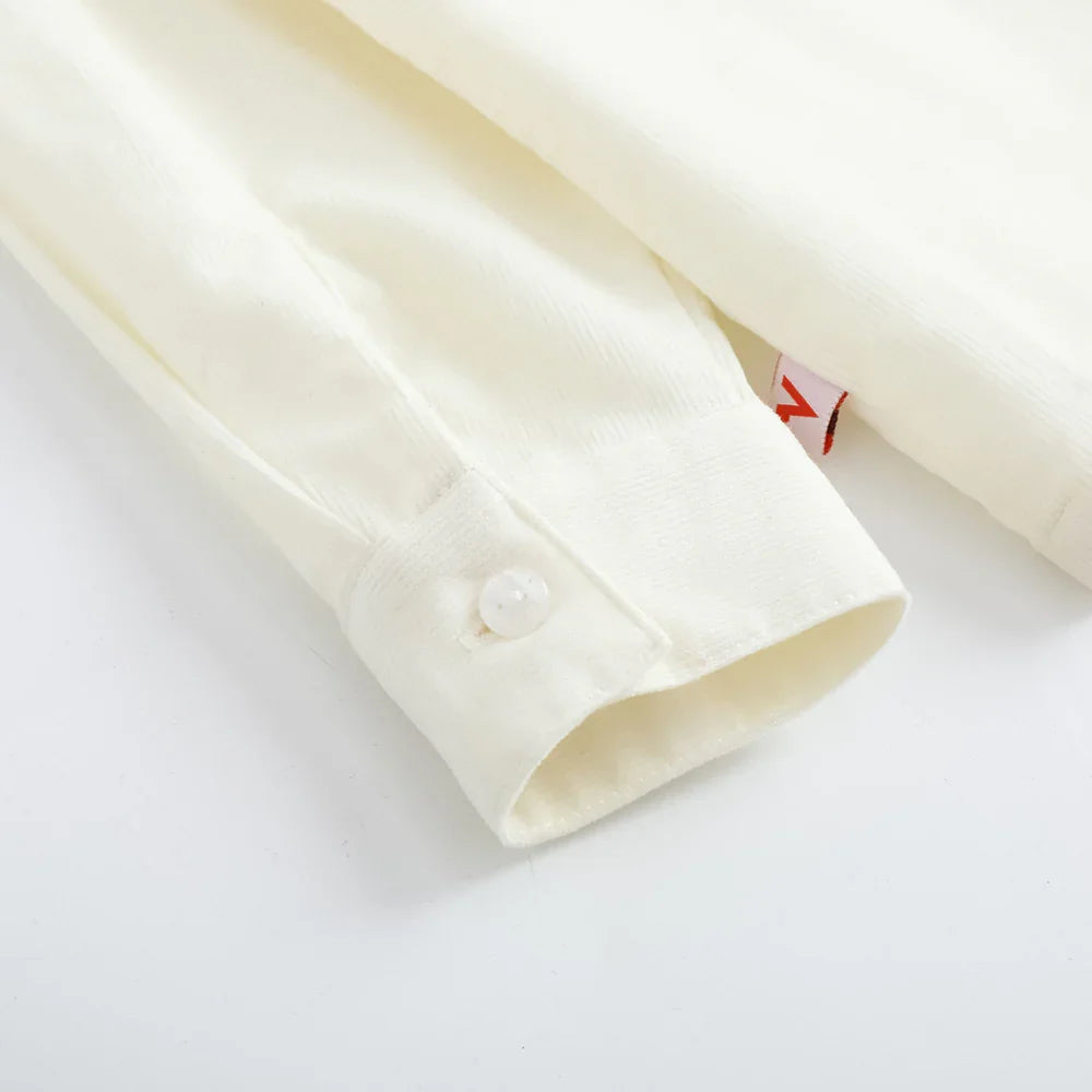 VAUVA Vauva FW23 - Girls Embroidered Collar Long Sleeve Shirt (White) Shirt