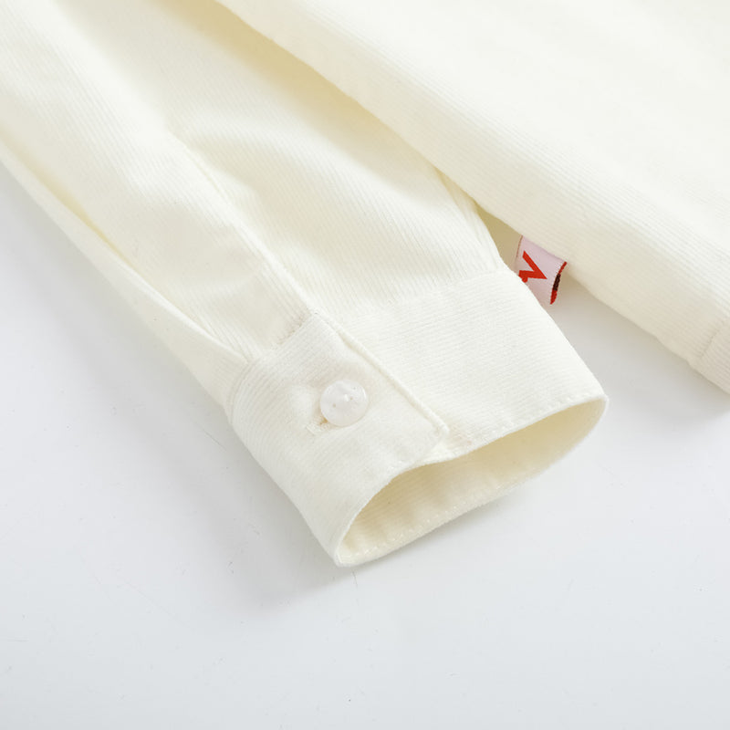 Vauva FW23 - Girls Embroidered Collar Long Sleeve Shirt (White) - My Little Korner