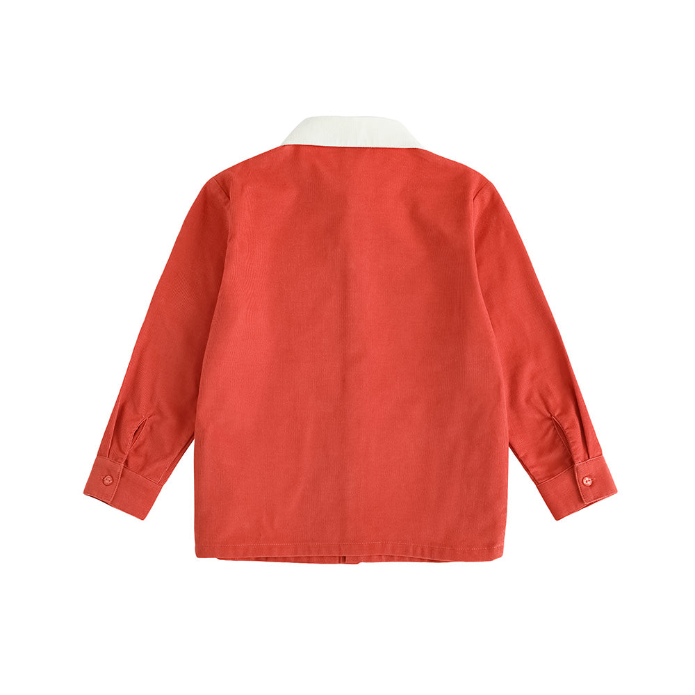 VAUVA Vauva FW23 - Girls Red Apple Embroidered Collar Long Sleeve Shirt Shirt