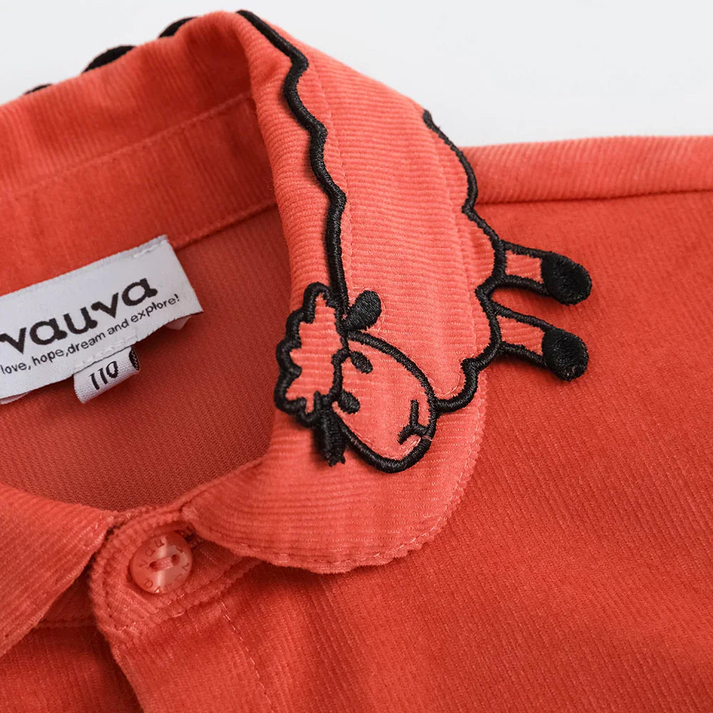 VAUVA Vauva FW23 - Girls Embroidered Collar Long Sleeve Shirt (Red) Shirt